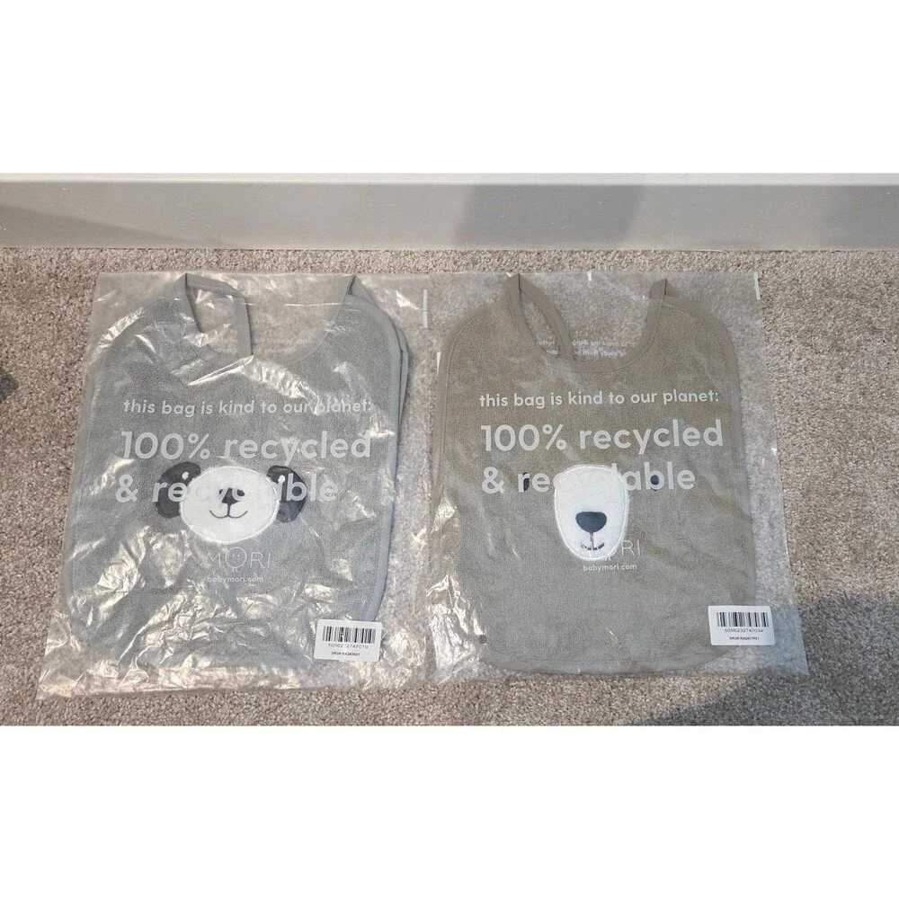 Baby mori organic cotton animal tie bibs